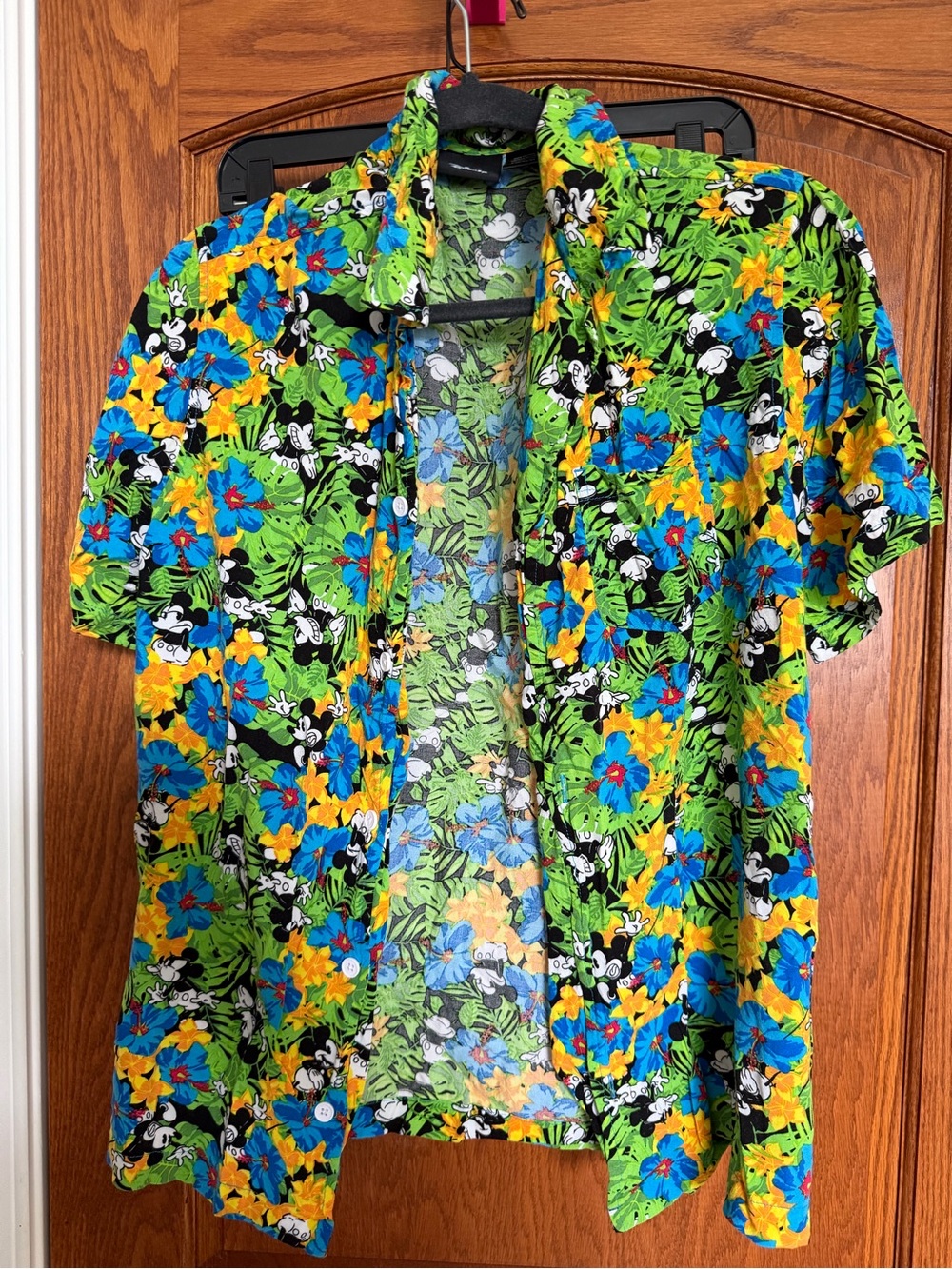 Disney Green & Blue Mickey Print Hawaiian Shirt